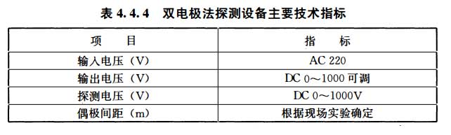 雙電極探測方法技術指標